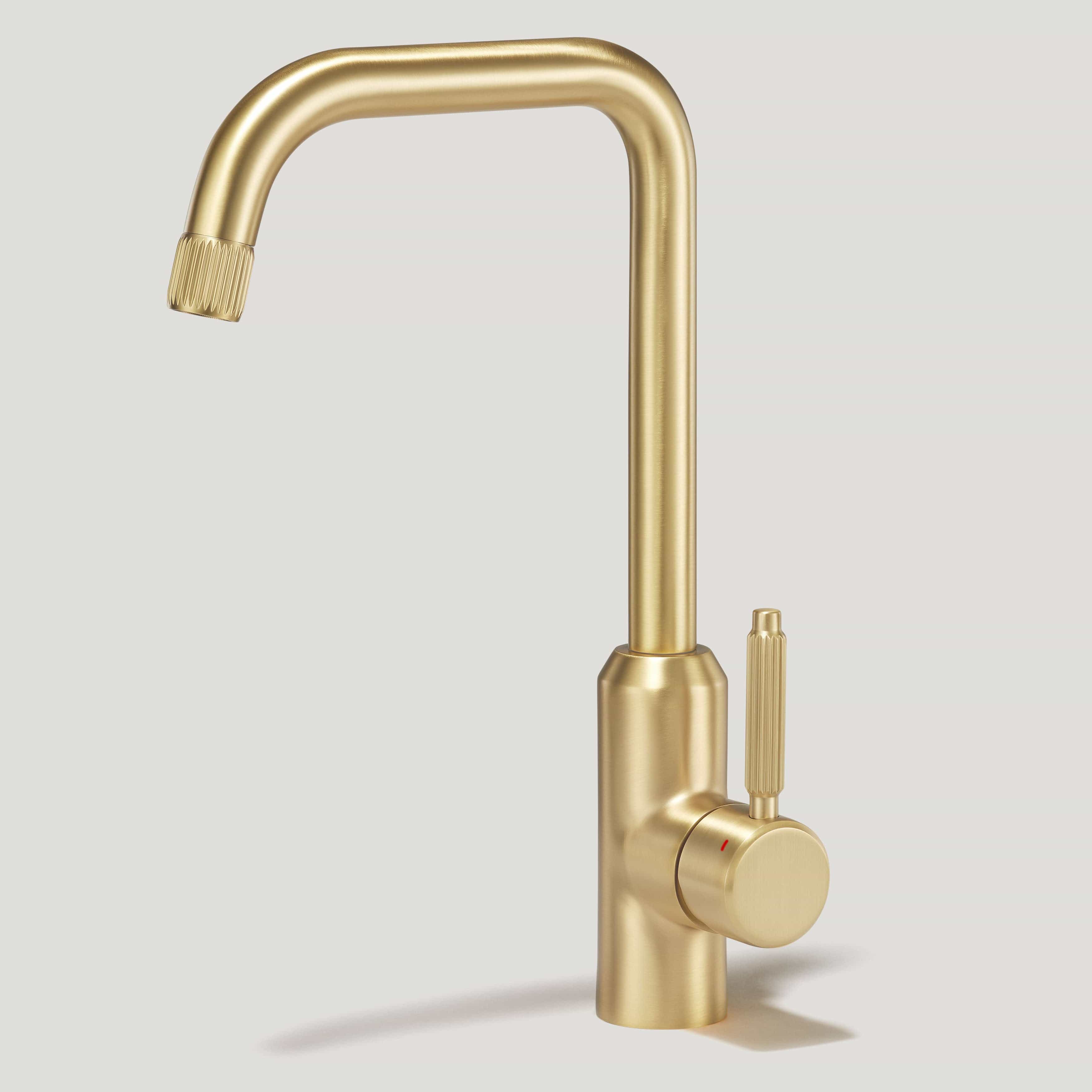 Plank Hardware Taps ARMSTRONG Grooved Kitchen Mixer Tap - Brass